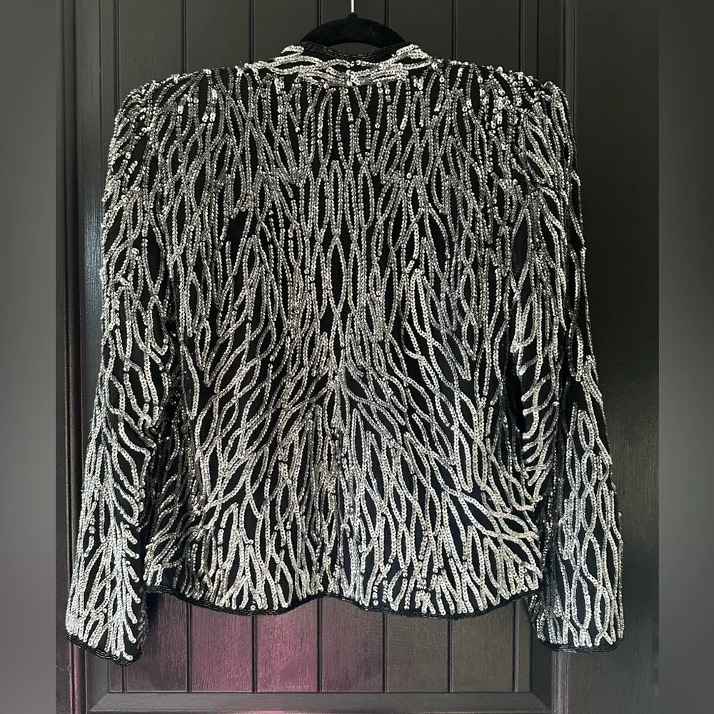 Vintage Laurence Kazar Black Silk Jacket, size M - Picture 6 of 6